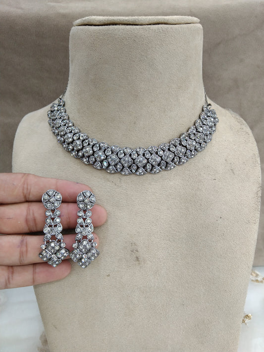 Indian  jewellery necklace set/Grey necklace set bridal sherry jewellery