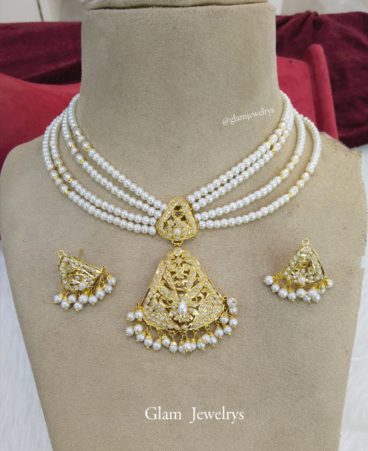 Choker Necklace Set/Jadau Gold Indian Choker Set/ Punjabi Indian Jewellery