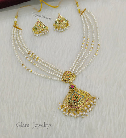 Choker Necklace Set/Jadau Gold multicolor Indian Choker Set/ Punjabi Indian Jewellery