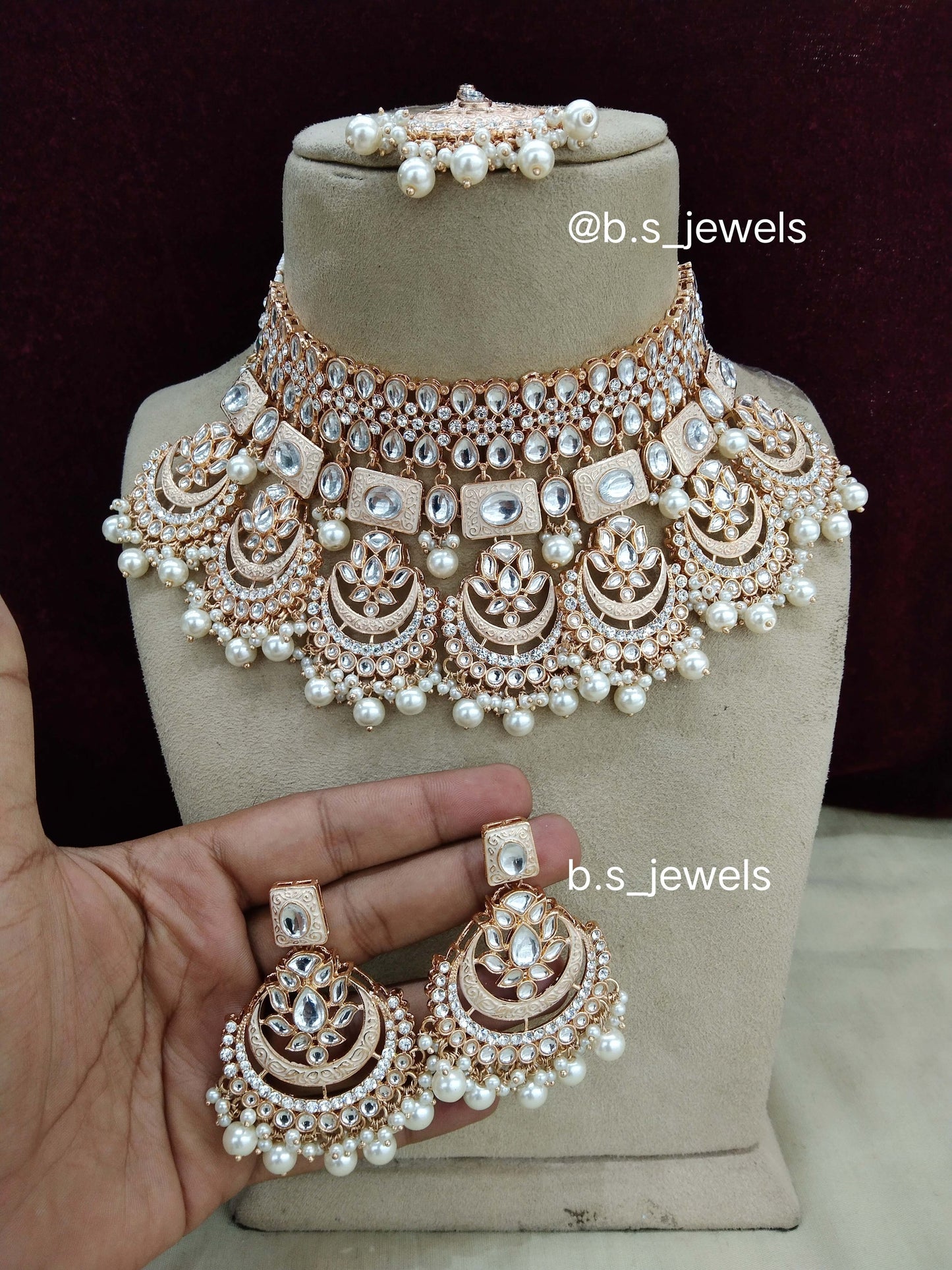 Indian Jewellery Pink Kundan Choker Set/ kundan choker hello Set