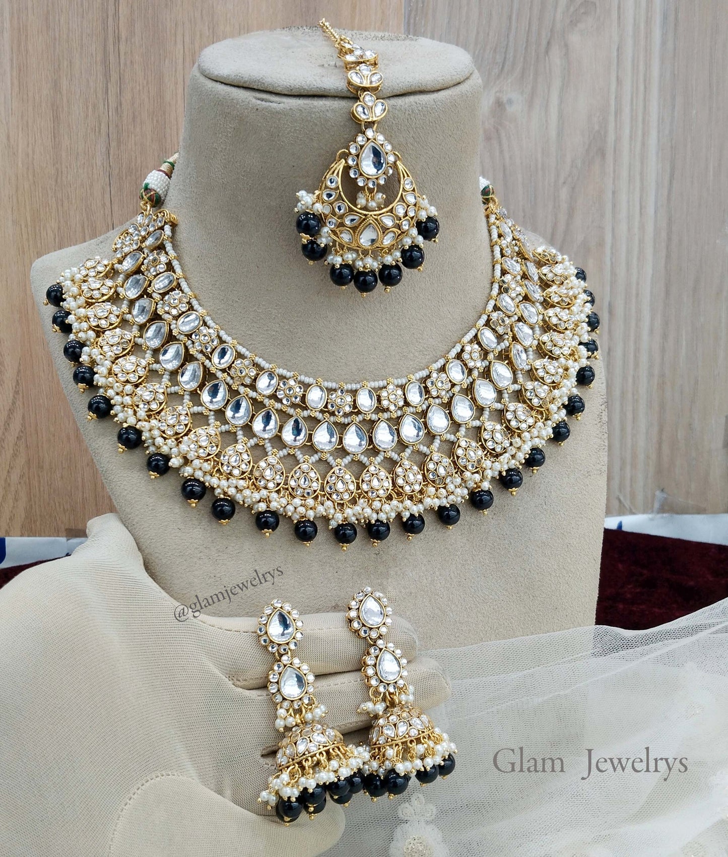 Indian Jewellery Jewellery  black Kundan choker Set/ kundan choker riverhead Set