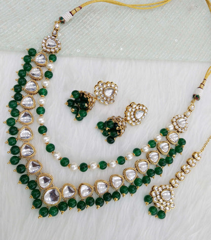 Indian jewelry jewellery gold green kundan Set/ kundan honey Set