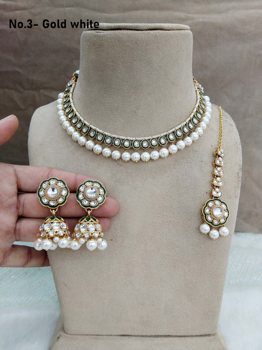 Ivory Indian   jewellery gold gold white kundan Set/ kundan  holi Set