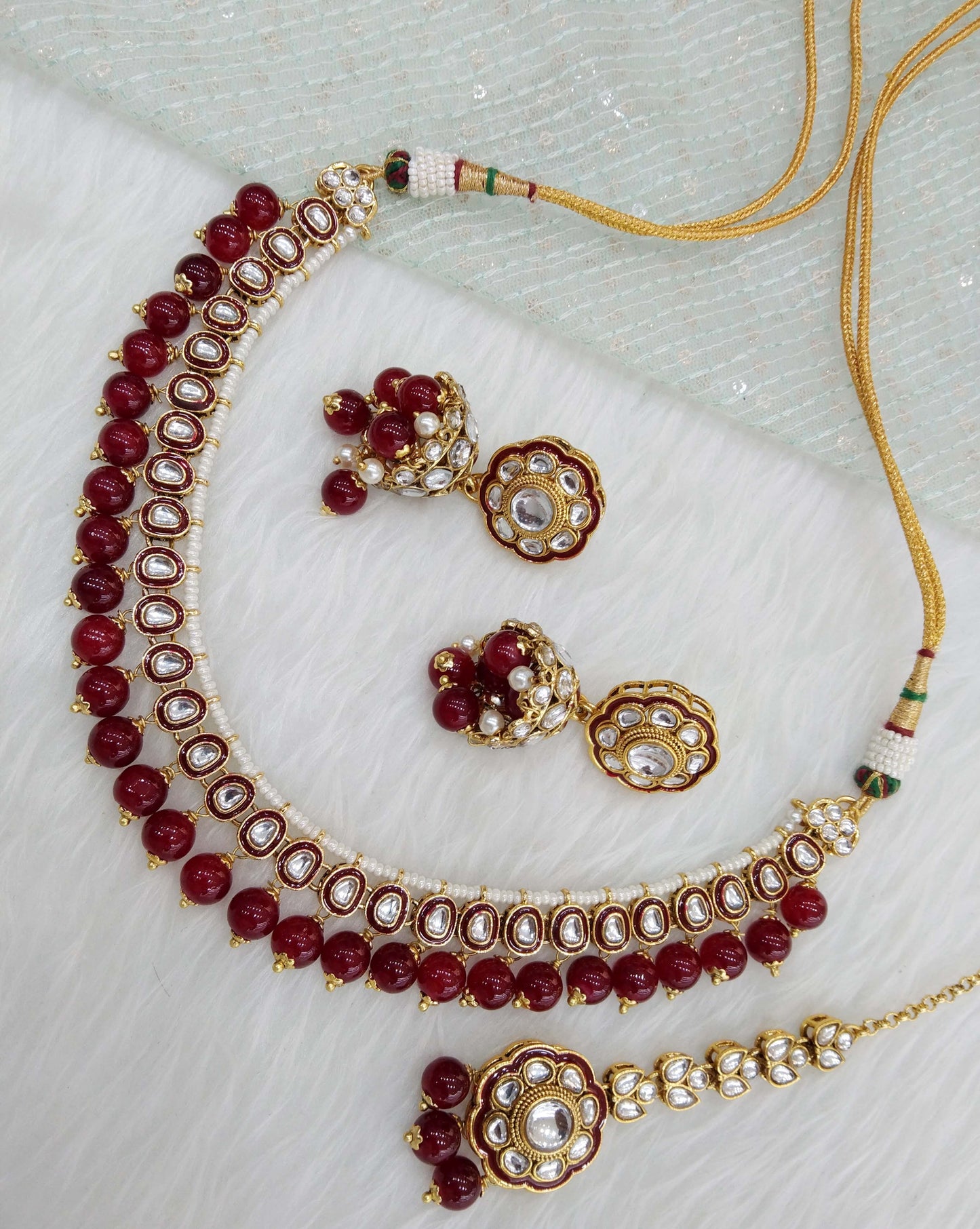 Indian  jewellery gold ruby  kundan necklace Set/ kundan  holi Set