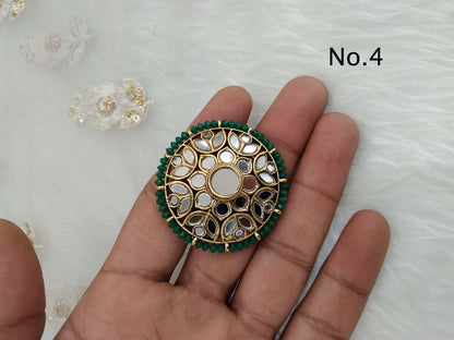 Indian Ring/Gold Finish kundan ring/Finger rings Big round bridal ring hand lona accessory