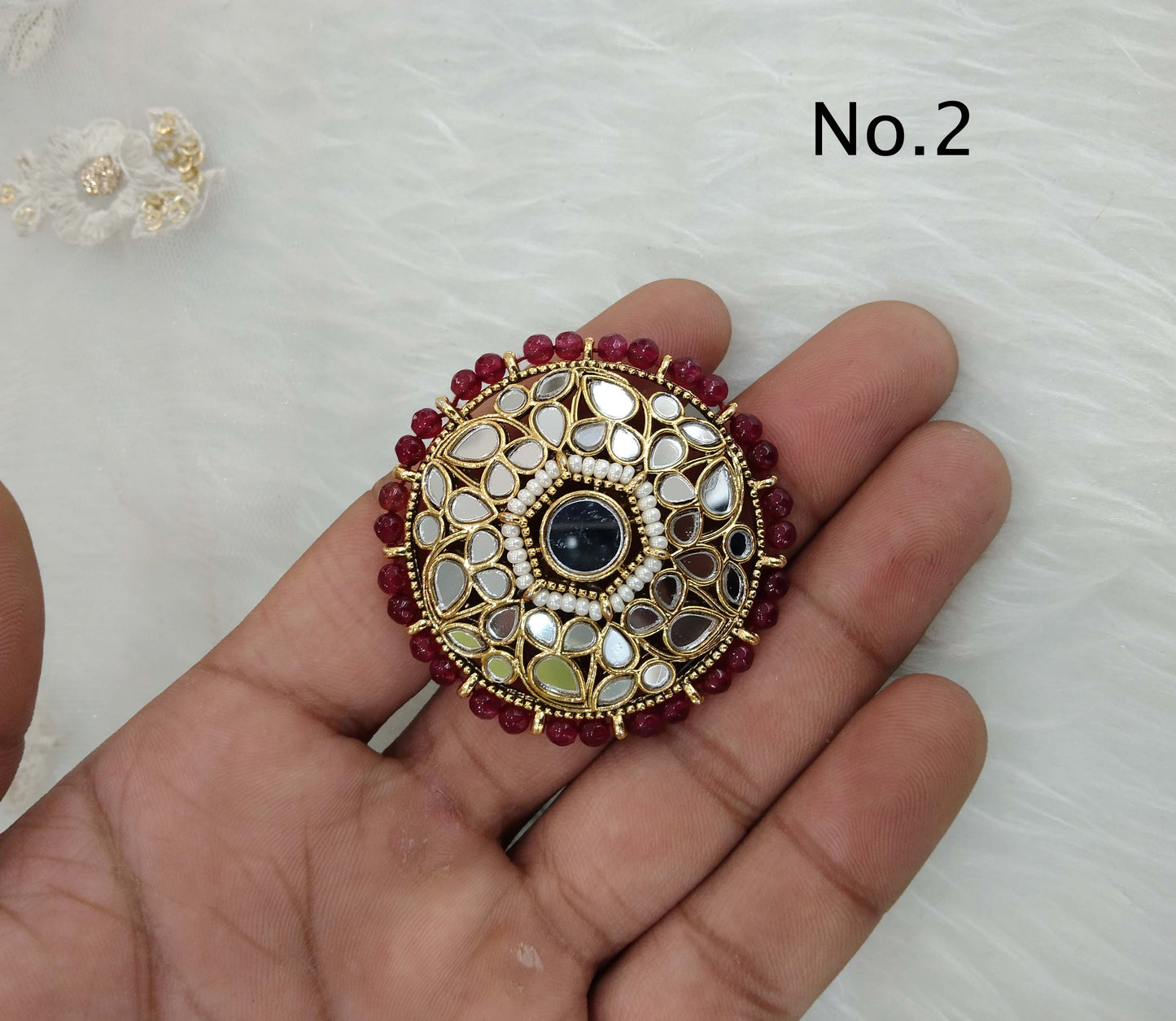 Indian Ring/Gold Finish kundan ring/Finger rings Big round bridal ring hand lona accessory