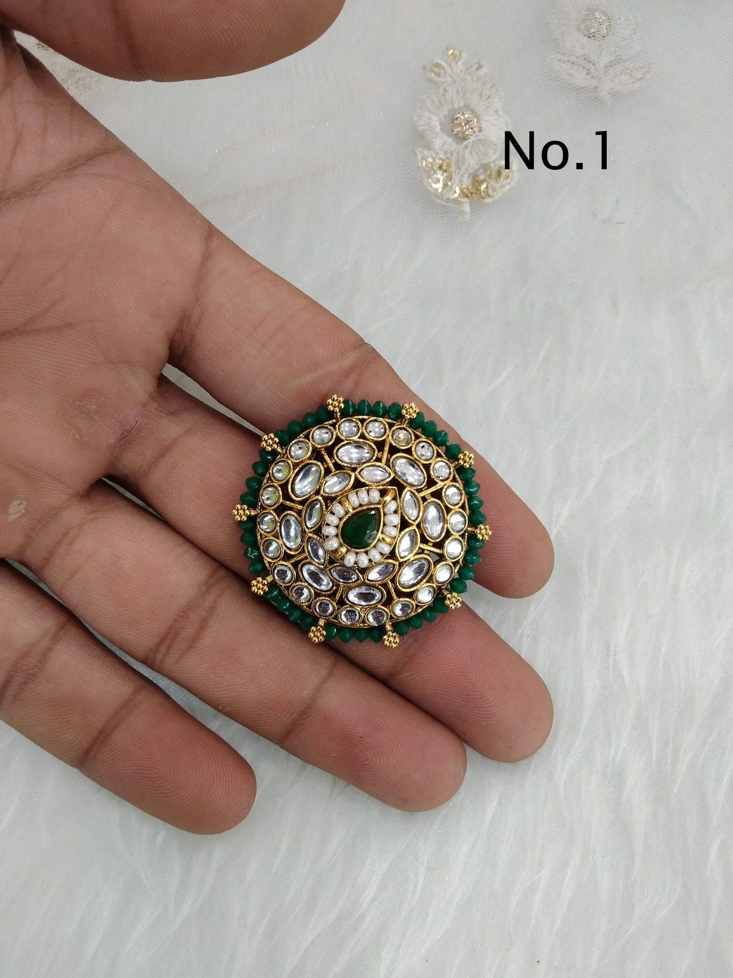 Indian Ring/Gold Finish kundan ring/Finger rings Big round bridal ring hand lona accessory