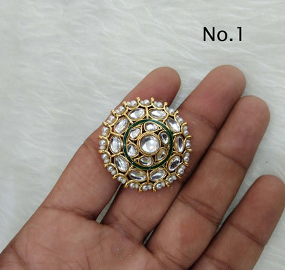 Indian Ring/Gold Finish kundan ring/Finger rings Big round bridal ring hand lona accessory