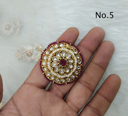 Indian Ring /Gold kundan ring/Finger rings Big round bridal wedding ring hand accessory sana