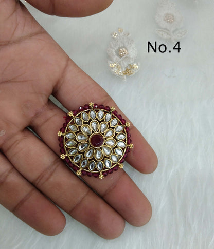 Indian Ring /Gold kundan ring/Finger rings Big round bridal wedding ring hand accessory sana