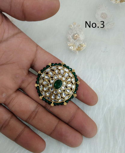 Indian Ring /Gold kundan ring/Finger rings Big round bridal wedding ring hand accessory sana