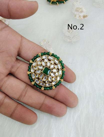 Indian Ring /Gold kundan ring/Finger rings Big round bridal wedding ring hand accessory sana