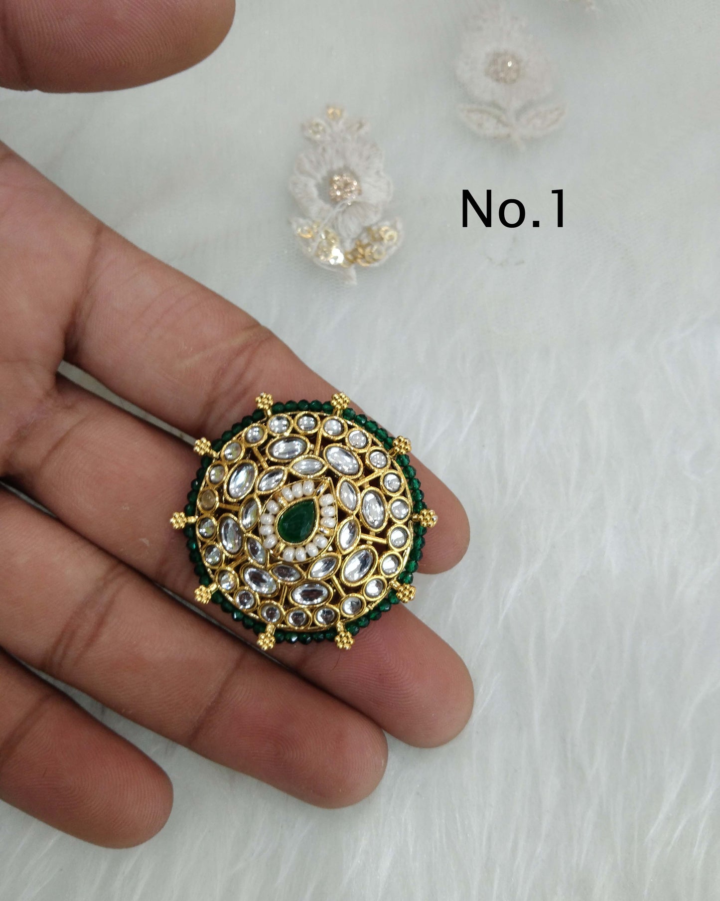 Indischer Ring /Gold Kundan Ring/Fingerringe Großer runder Braut Ehering Handaccessoire Sana