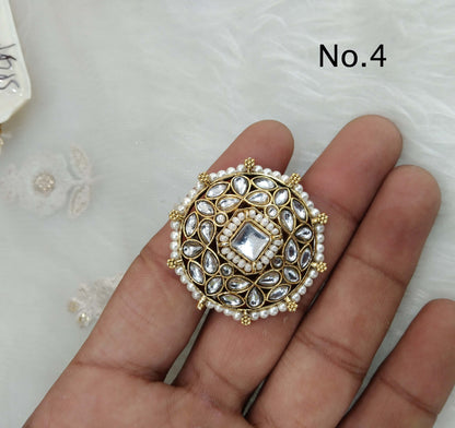 Indian Ring/Gold kundan rings/Finger rings Big round brida ring hand accessory/salsa