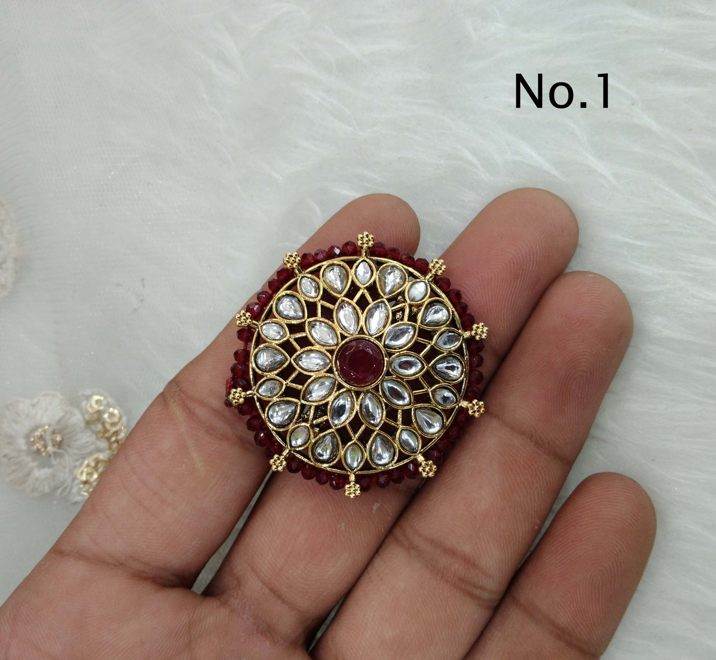 Indian Ring/Gold kundan rings/Finger rings Big round brida ring hand accessory/salsa