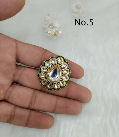 Online Indian Ring /Gold kundan ring/Finger rings Big round bridal ring hand accessory/lairi