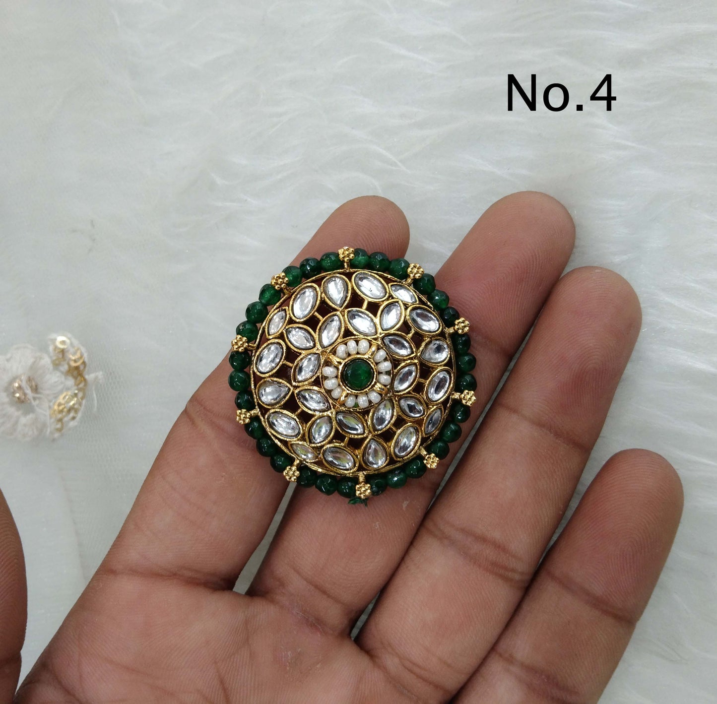 Online Indian Ring /Gold kundan ring/Finger rings Big round bridal ring hand accessory/lairi