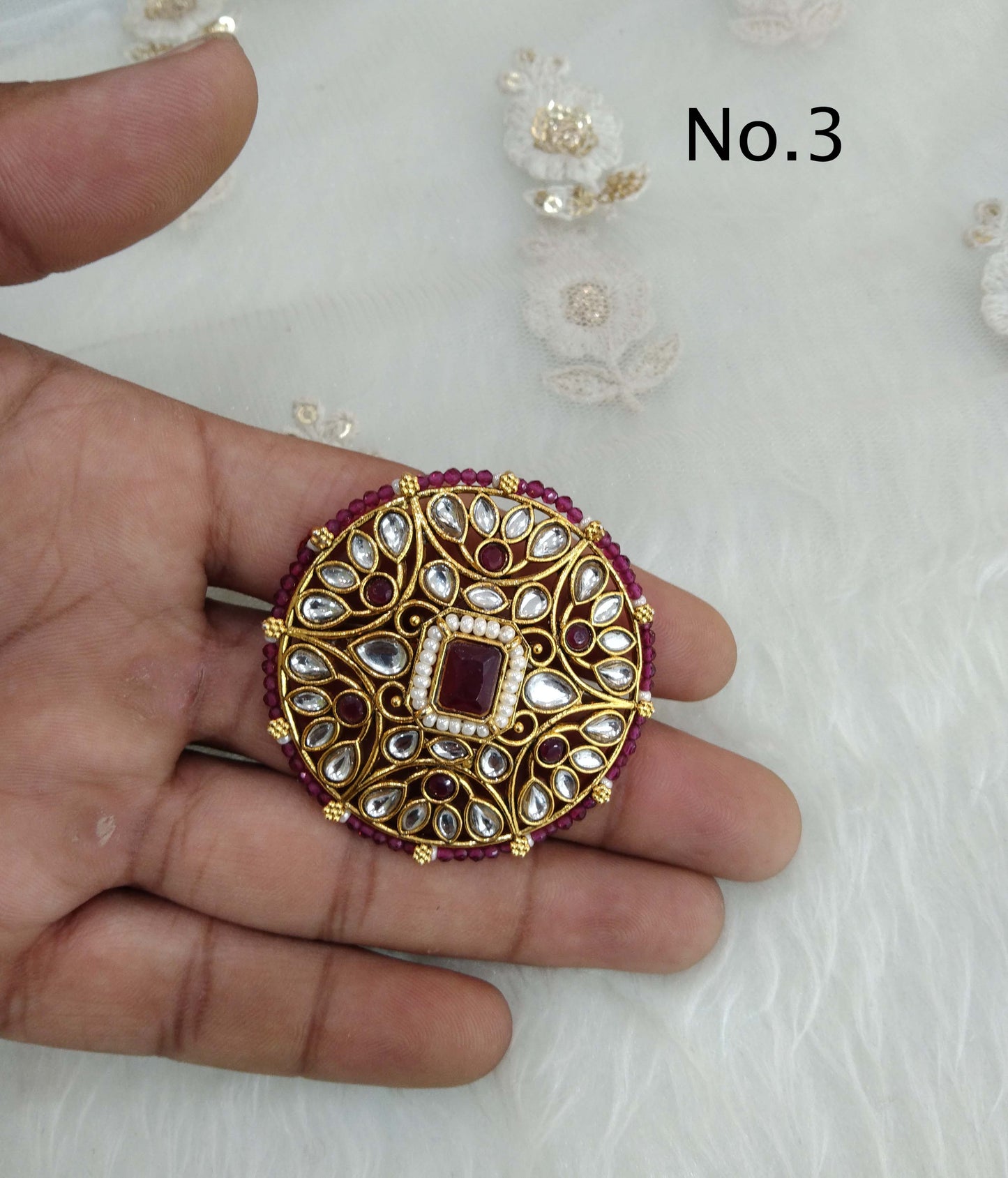 Indian Ring /Gold kundan finger rings Big round bridal ring hand accessory/limi