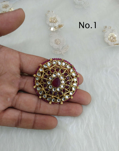 Indian Ring /Gold kundan finger rings Big round bridal ring hand accessory/limi