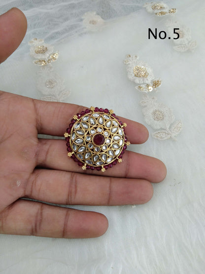 Online Indian Ring /gold Finish kundan rings/Finger rings Big round bridal ring hand accessory/lisa