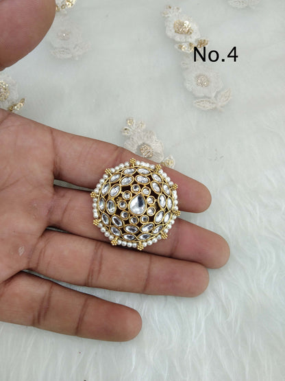 Online Indian Ring /gold Finish kundan rings/Finger rings Big round bridal ring hand accessory/lisa