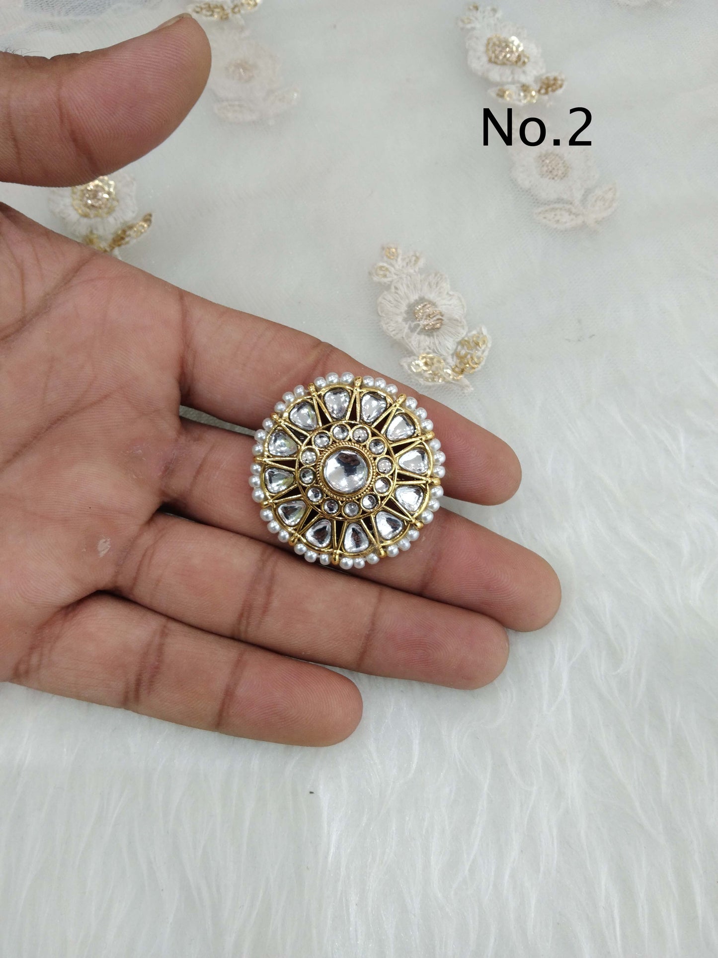 Online Indian Ring /gold Finish kundan rings/Finger rings Big round bridal ring hand accessory/lisa