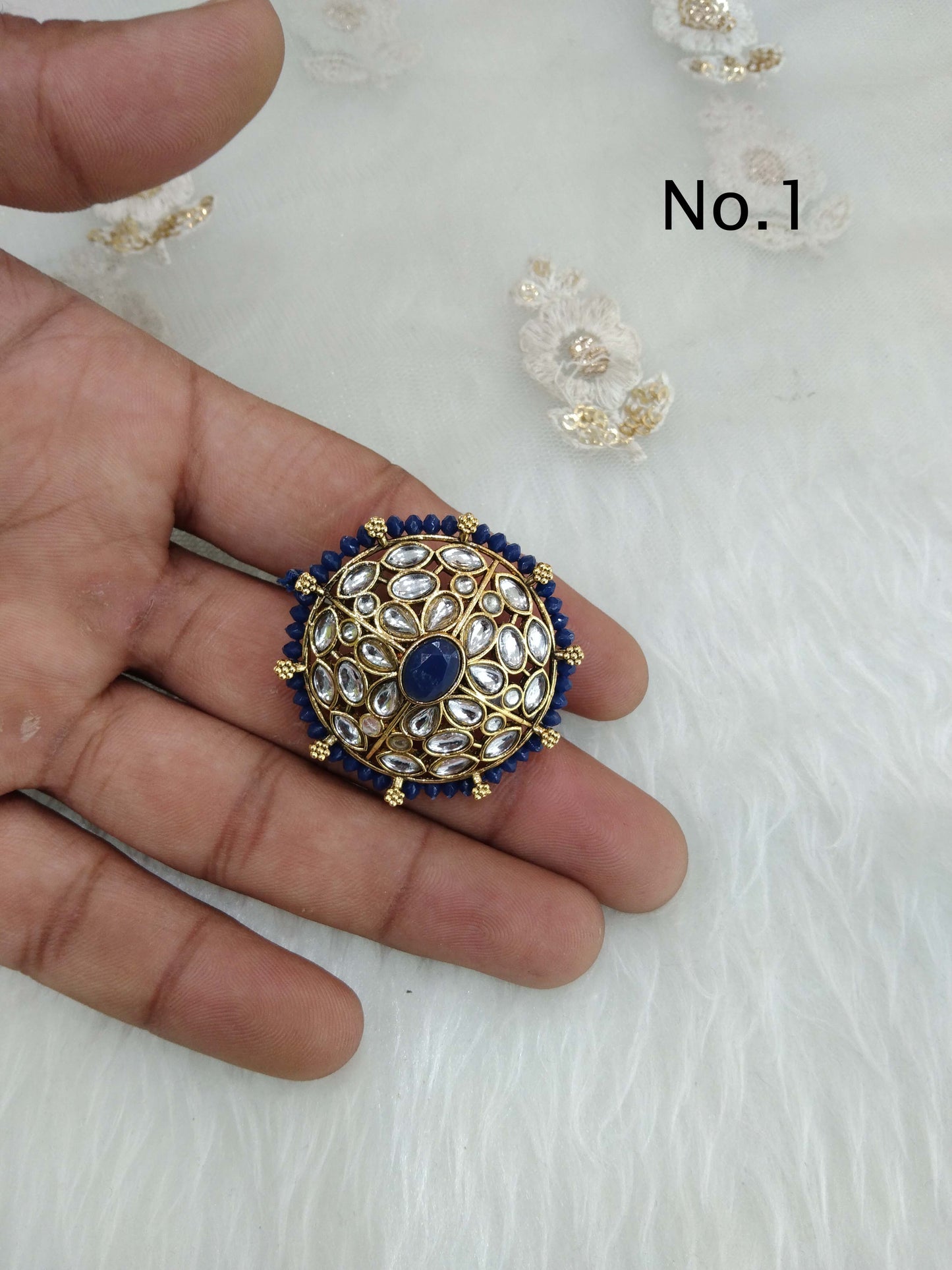 Online Indian Ring /gold Finish kundan rings/Finger rings Big round bridal ring hand accessory/lisa