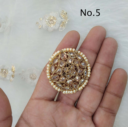 Indian Ring Big Round /Antique gold/Finger rings Big round bridal ring hand accessory/