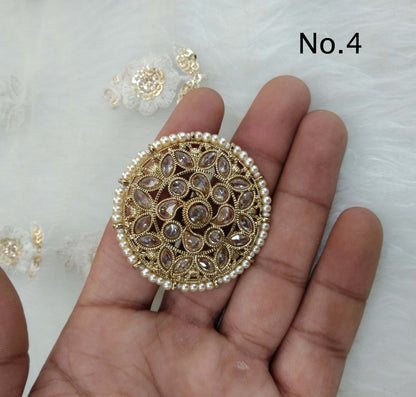 Indian Ring Big Round /Antique gold/Finger rings Big round bridal ring hand accessory/