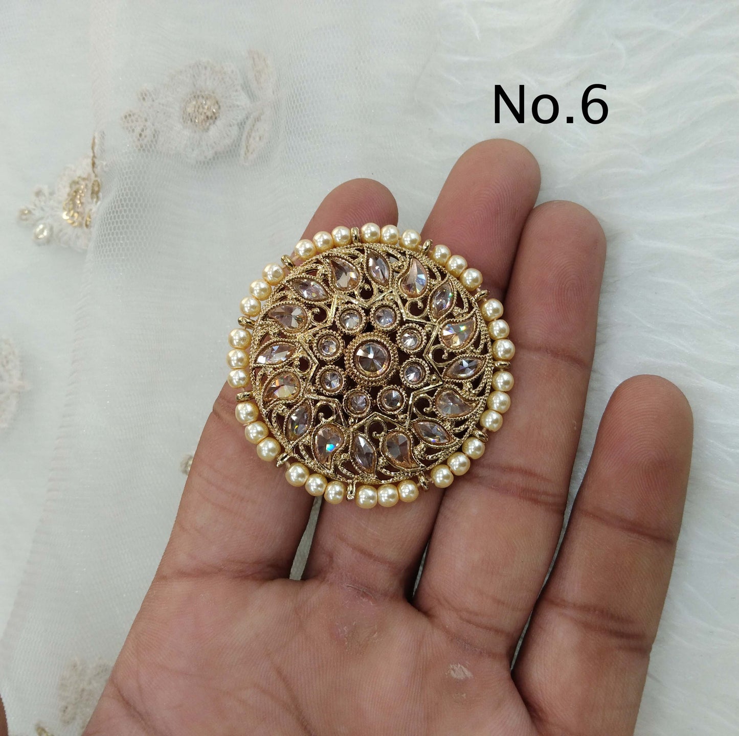 Indian Ring /Antique gold finger rings Big round bridal ring hand accessory/sili