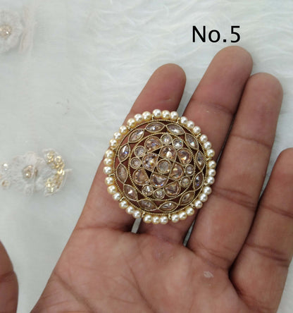 Indian Ring /Antique gold finger rings Big round bridal ring hand accessory/sili