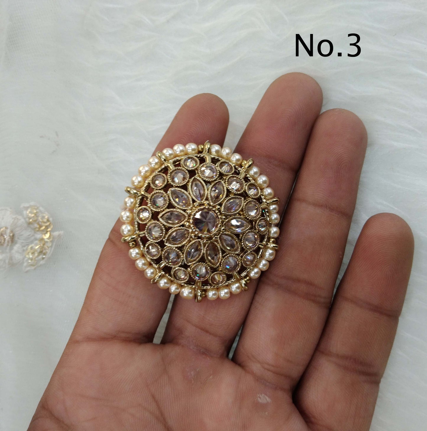 Indian Ring /Antique gold finger rings Big round bridal ring hand accessory/sili