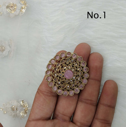 Indian Ring /Antique gold finger rings Big round bridal ring hand accessory/sili