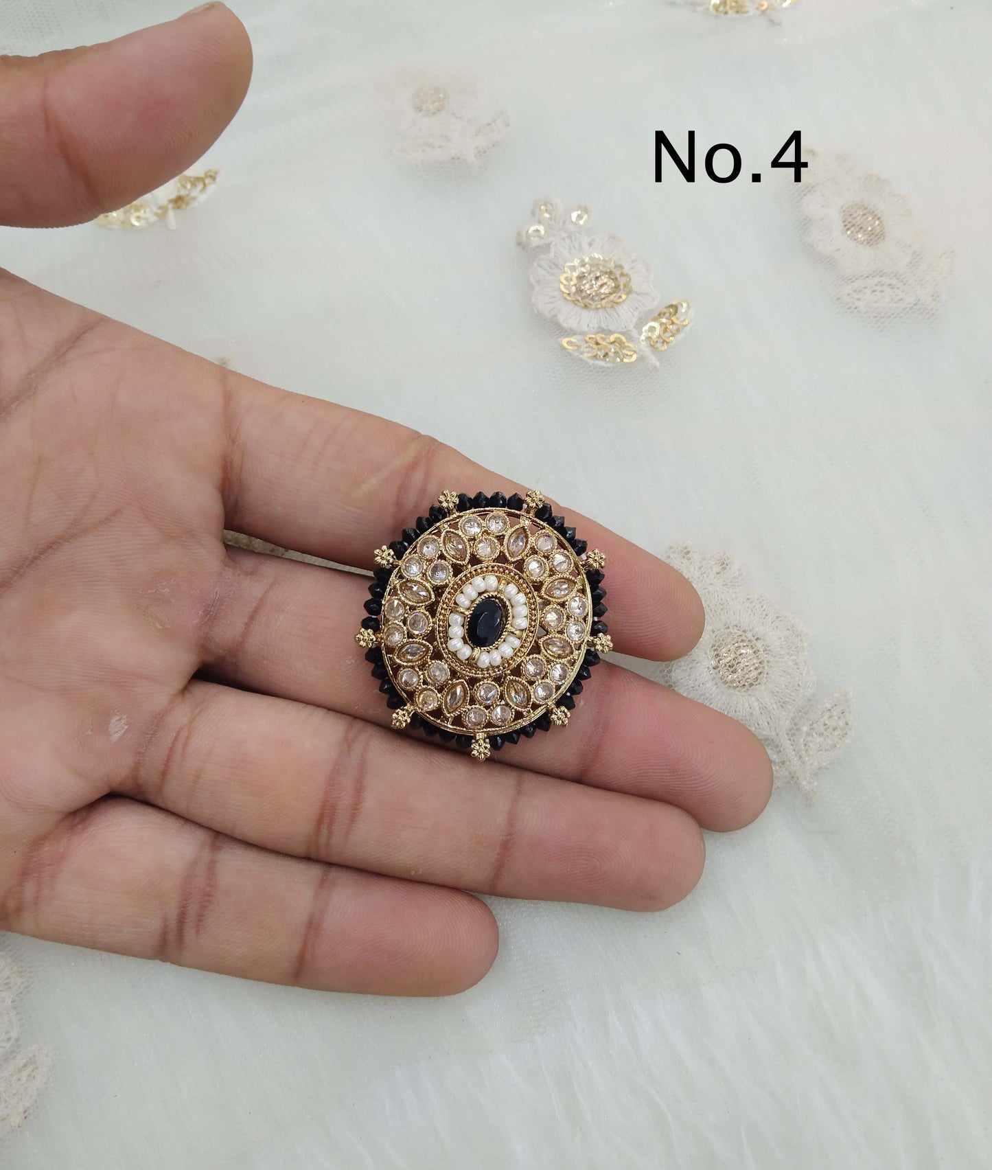 Indian Ring /Antique gold finger rings Big round bridal ring hand accessory/sili