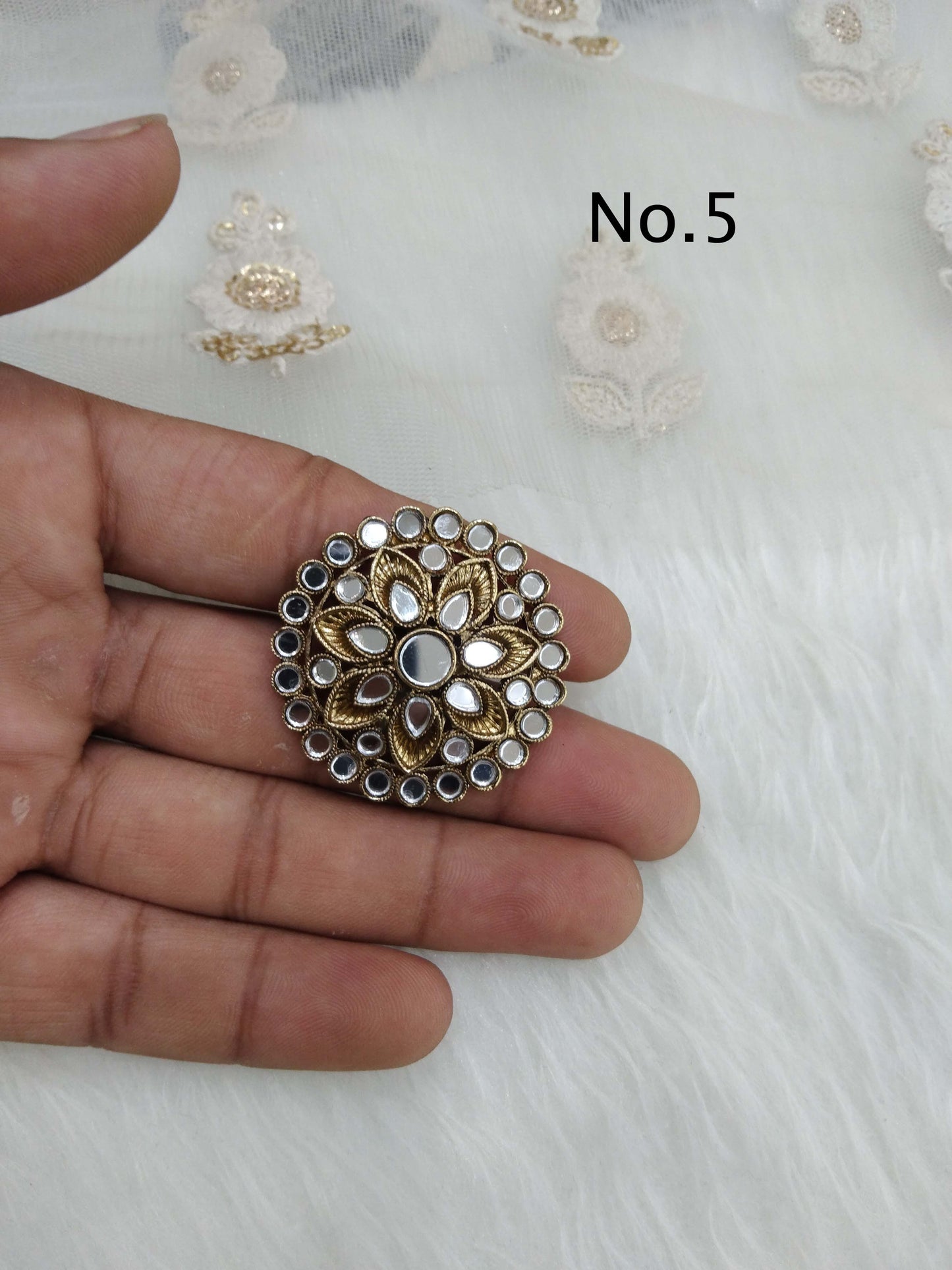 Indian Ring /Antique finish mirror Finger rings round bridal ring hand accessory/hsi