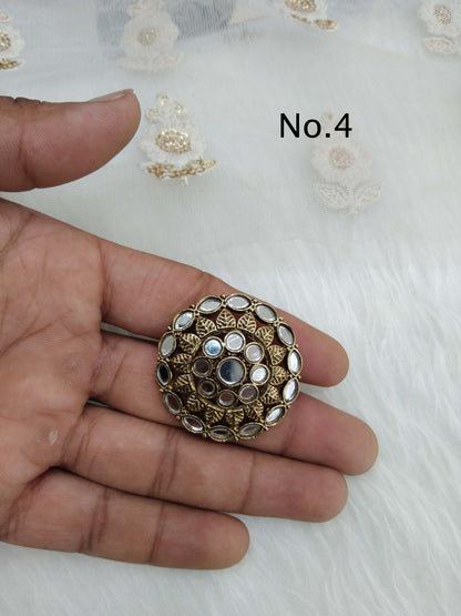 Indian Ring /Antique finish mirror Finger rings round bridal ring hand accessory/hsi