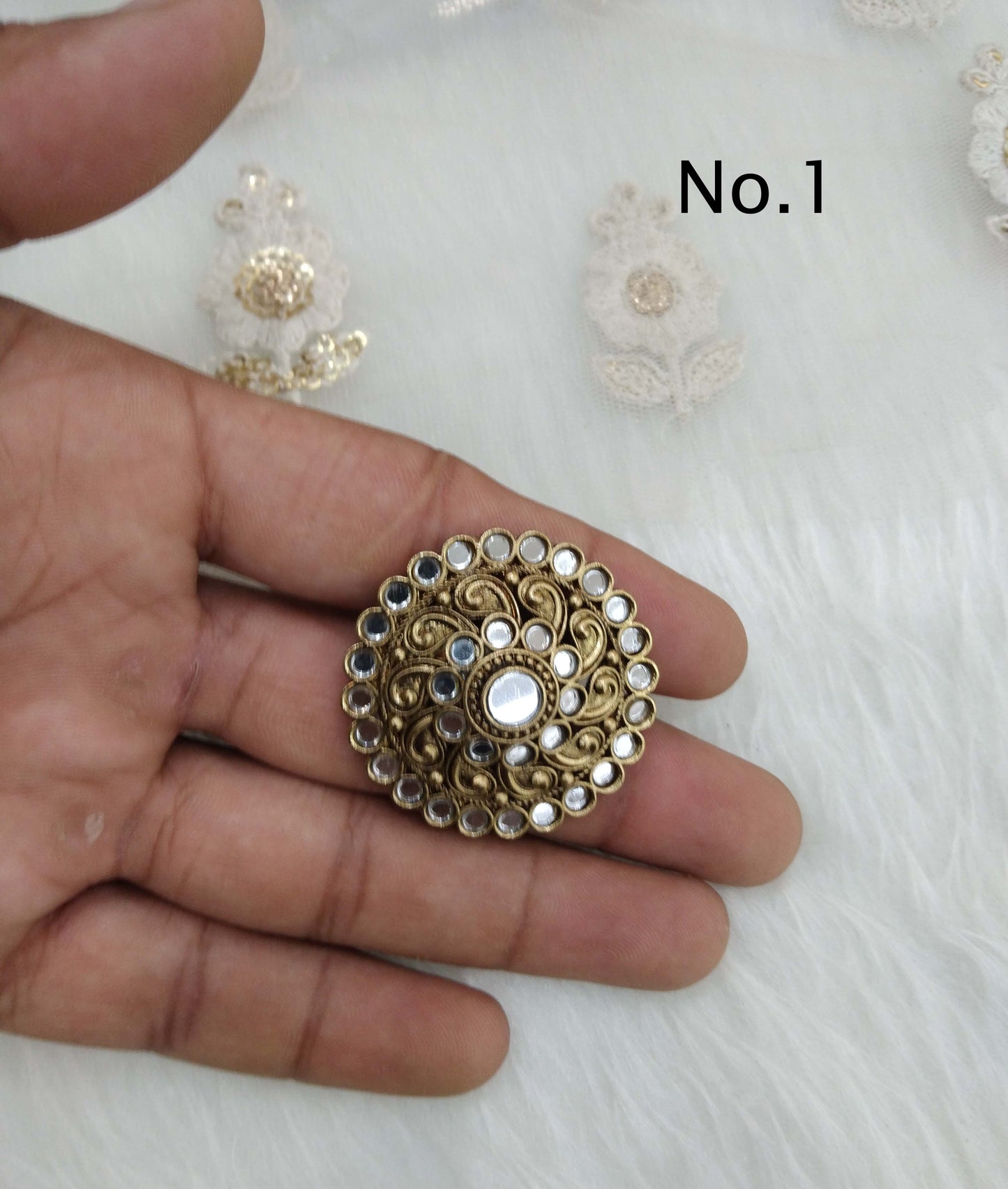 Indian Ring /Antique finish mirror Finger rings round bridal ring hand accessory/hsi