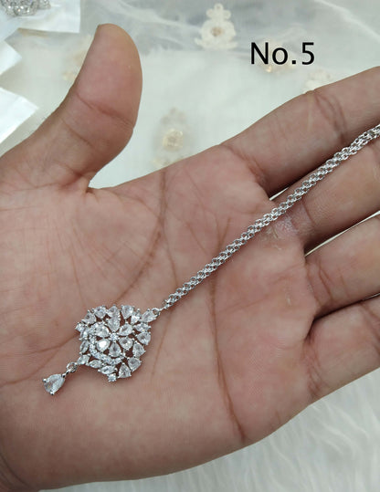 Indian Headpiece Tikka Tika   Jewellery/American diamond cz stones Women headpiece noni Jewellery