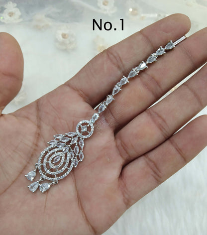 Indian Headpiece Tikka Tika   Jewellery/American diamond cz stones Women headpiece noni Jewellery