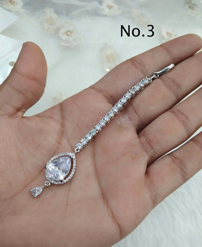 Indian Headpiece Tikka Tika   Jewellery/American diamond cz stones Women headpiece noni Jewellery