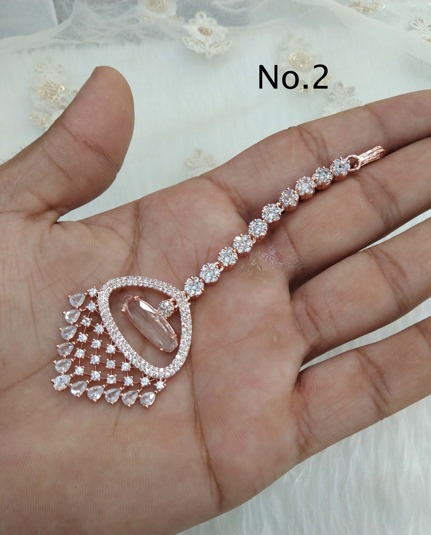 Indian Headpiece Tikka Tika  Jewellery/American diamond cz stones Women headpiece noni Jewellery