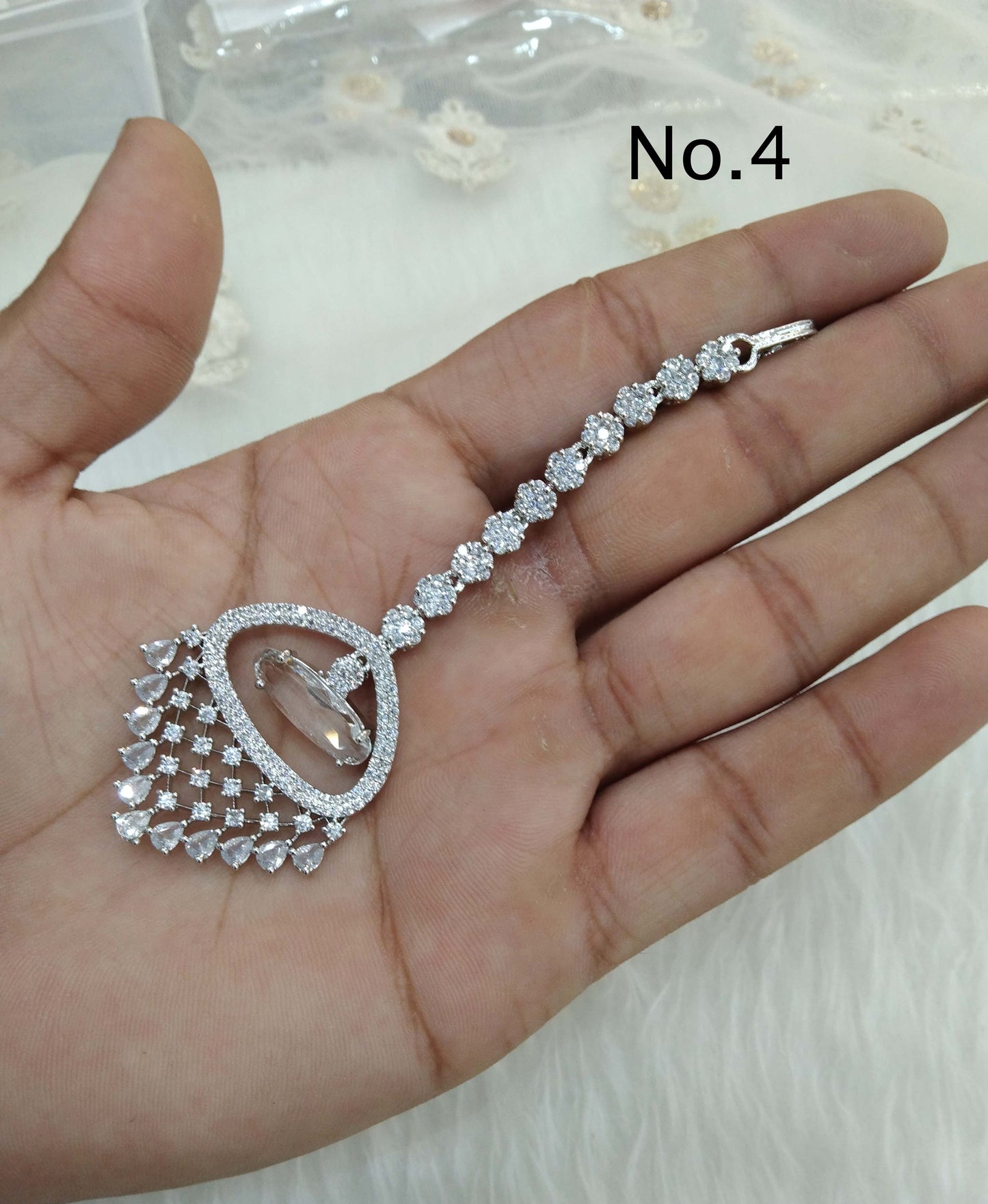 Indian Headpiece Tikka Tika  Jewellery/American diamond cz stones Women headpiece noni Jewellery