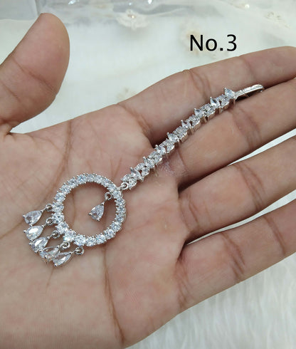 Indian Headpiece Tikka Tika  Jewellery/American diamond cz stones Women headpiece noni Jewellery