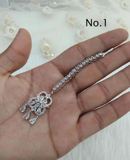 Indian Headpiece Tikka Tika  Jewellery/American diamond cz stones Women headpiece noni Jewellery