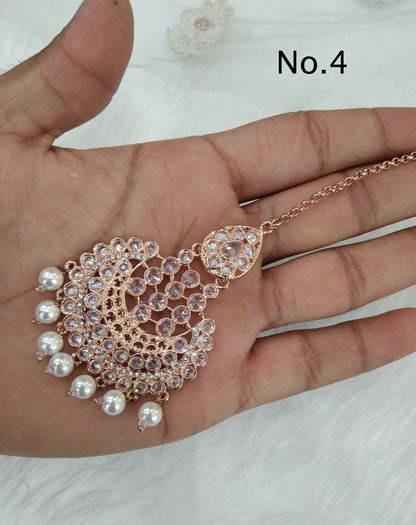 Indian Headpiece Tikka  Jewellery/silver and rose gold maang tommy tikka