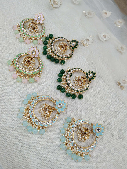 Indian kundan earrings jewellery/kundan chandballi earrings/ bollywood earrings explore set