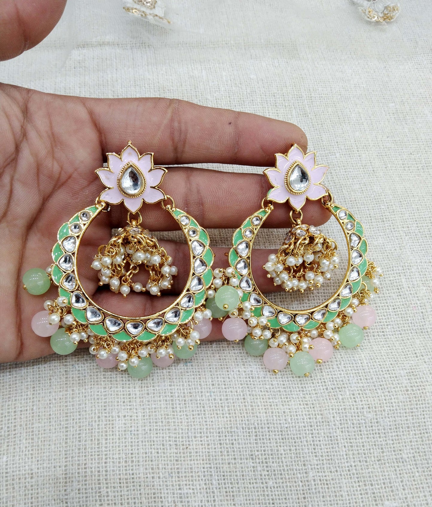 Indian kundan earrings jewellery/kundan chandballi earrings/ bollywood earrings explore set