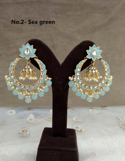 Indian kundan earrings jewellery/kundan chandballi earrings/ bollywood earrings explore set