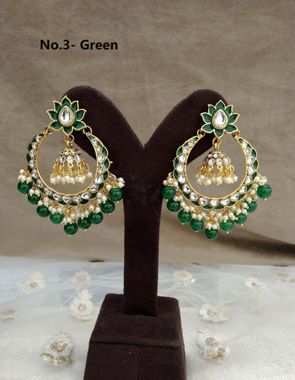 Indian kundan earrings jewellery/kundan chandballi earrings/ bollywood earrings explore set