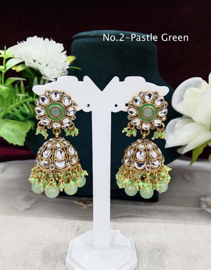 Indian kundan earrings jewellery/kundan jhumka earrings/ bollywood earrings emporio set